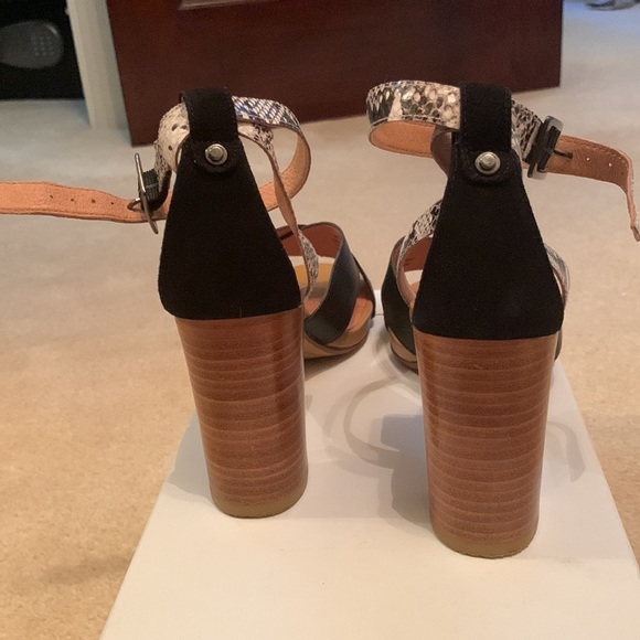 Halogen Hahaley-Lea Block Heel black leather with snake skin print straps - Picture 5 of 7